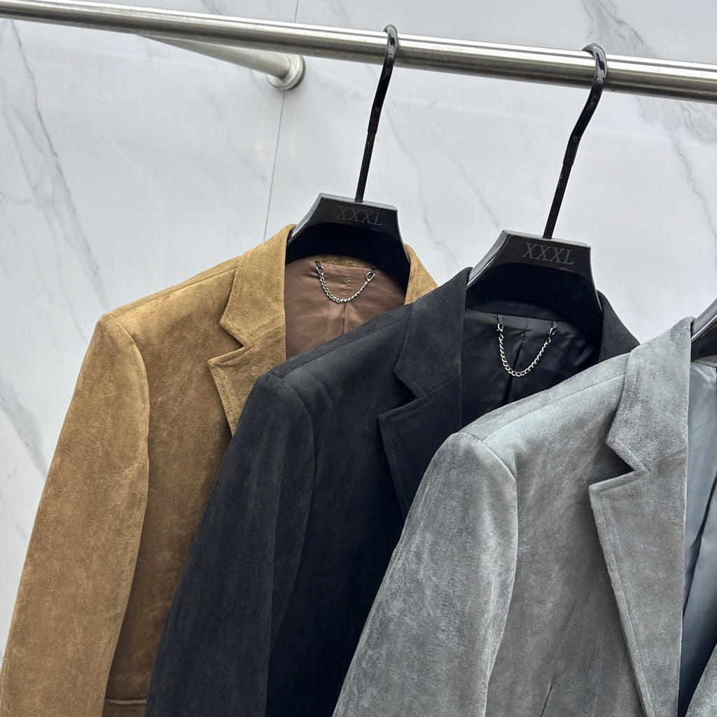 Prada - Grey Suede Blazer with Patch Pockets