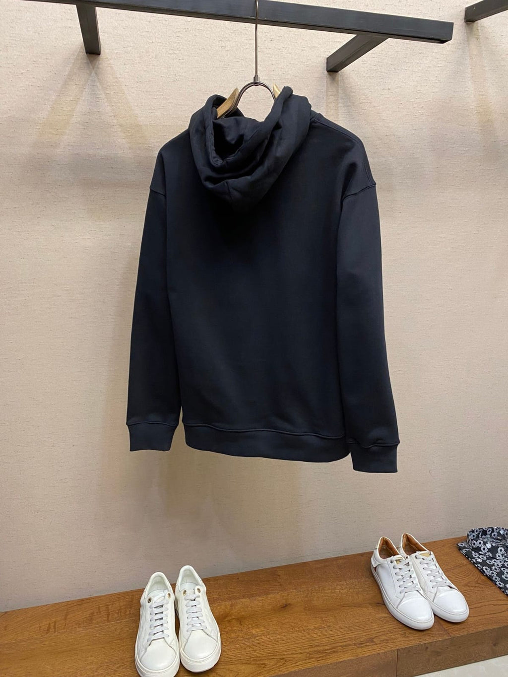 Loewe - Black Cotton Hoodie with Leather Bunny Patch
