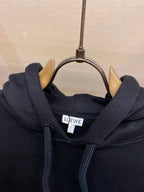 Loewe - Black Cotton Hoodie with Leather Bunny Patch