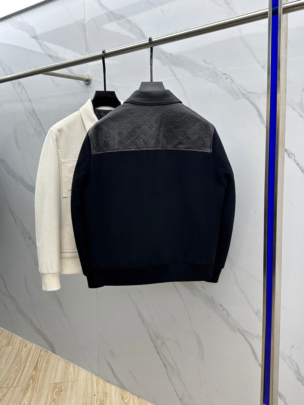 Louis Vuitton - Mixed-Media Varsity Black Jacket