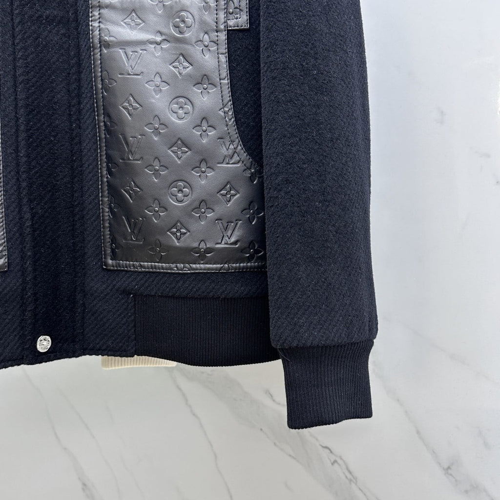Louis Vuitton - Mixed-Media Varsity Black Jacket