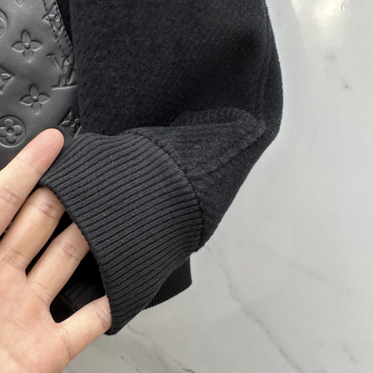 Louis Vuitton - Mixed-Media Varsity Black Jacket