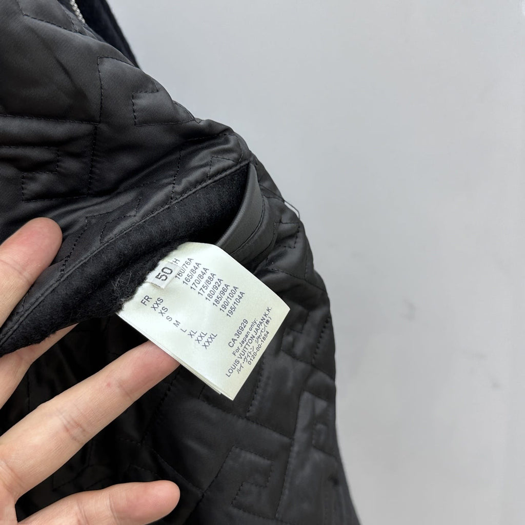 Louis Vuitton - Mixed-Media Varsity Black Jacket