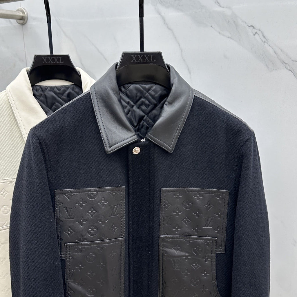 Louis Vuitton - Mixed-Media Varsity Black Jacket