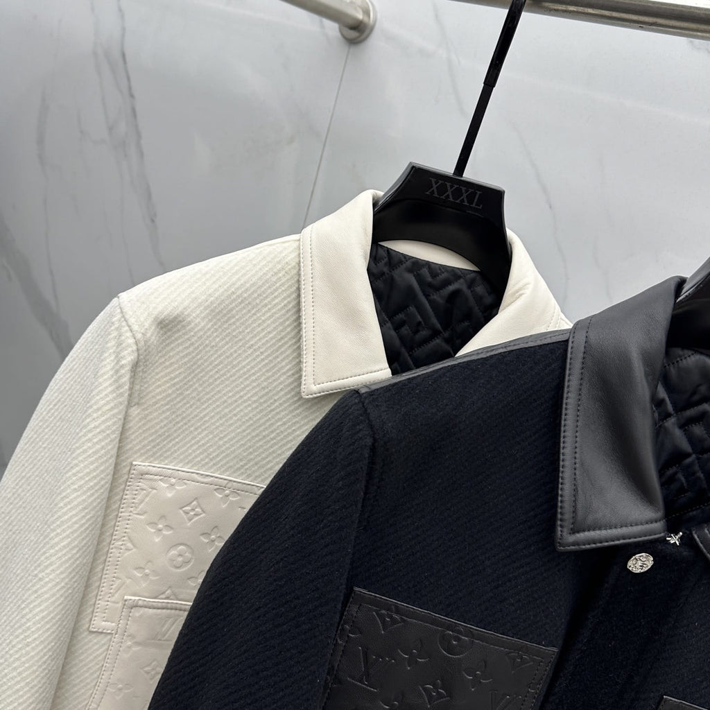 Louis Vuitton - Mixed-Media Varsity Black Jacket