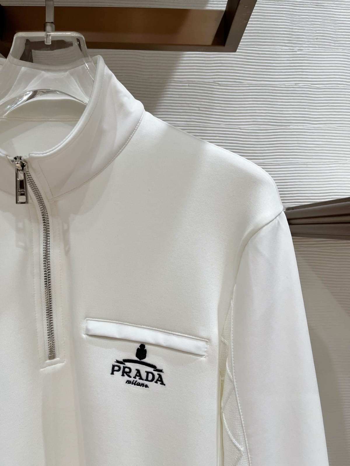 Prada - White Knit Quarter-Zip Pullover – Lebsak