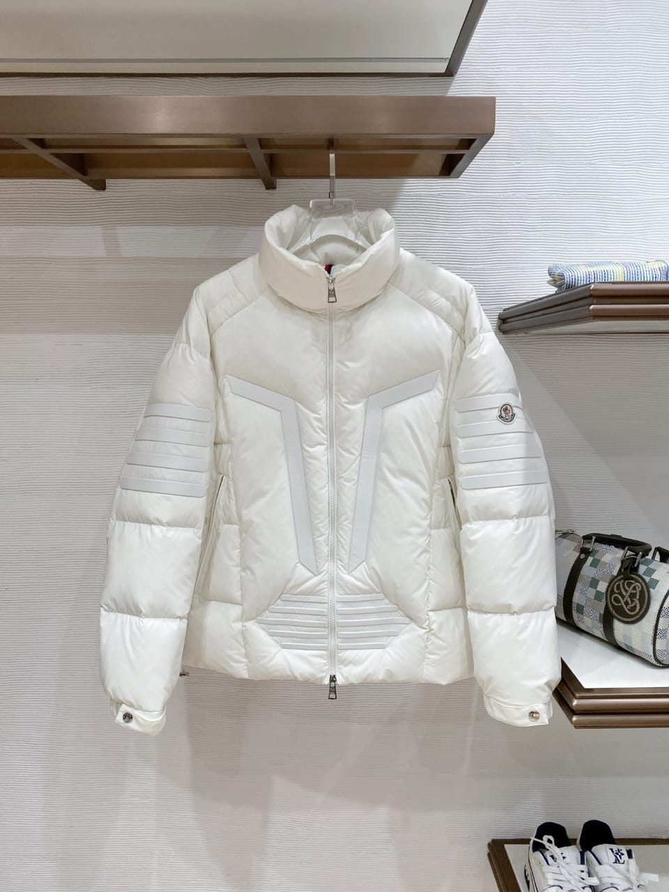 Moncler - White Ribbed Down Puffer Jacket