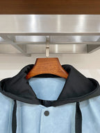 Prada - Light Blue Suede-Effect Hooded Bomber Jacket