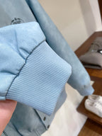 Prada - Light Blue Suede-Effect Hooded Bomber Jacket