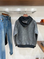 Prada - Dark Grey Suede-Effect Hooded Bomber Jacket