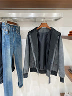 Prada - Dark Grey Suede-Effect Hooded Bomber Jacket