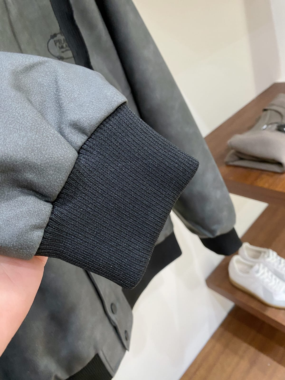 Prada - Dark Grey Suede-Effect Hooded Bomber Jacket