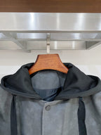 Prada - Dark Grey Suede-Effect Hooded Bomber Jacket