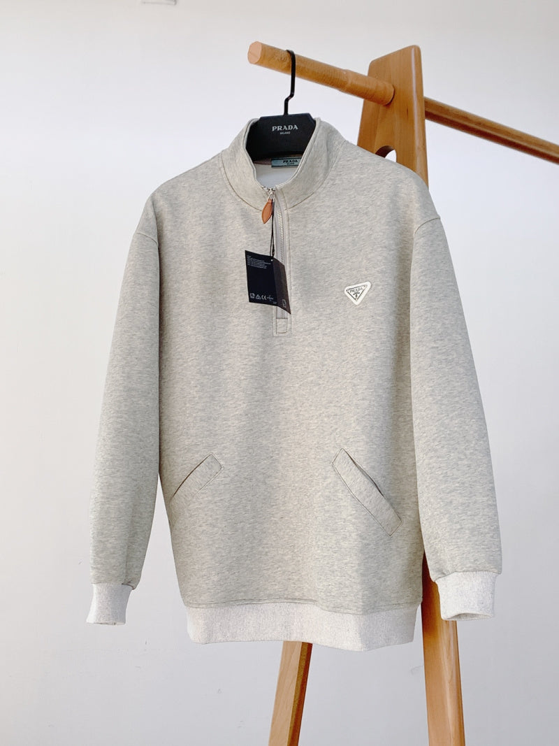 Prada - Light Grey Quarter-Zip Sweatshirt – Lebsak