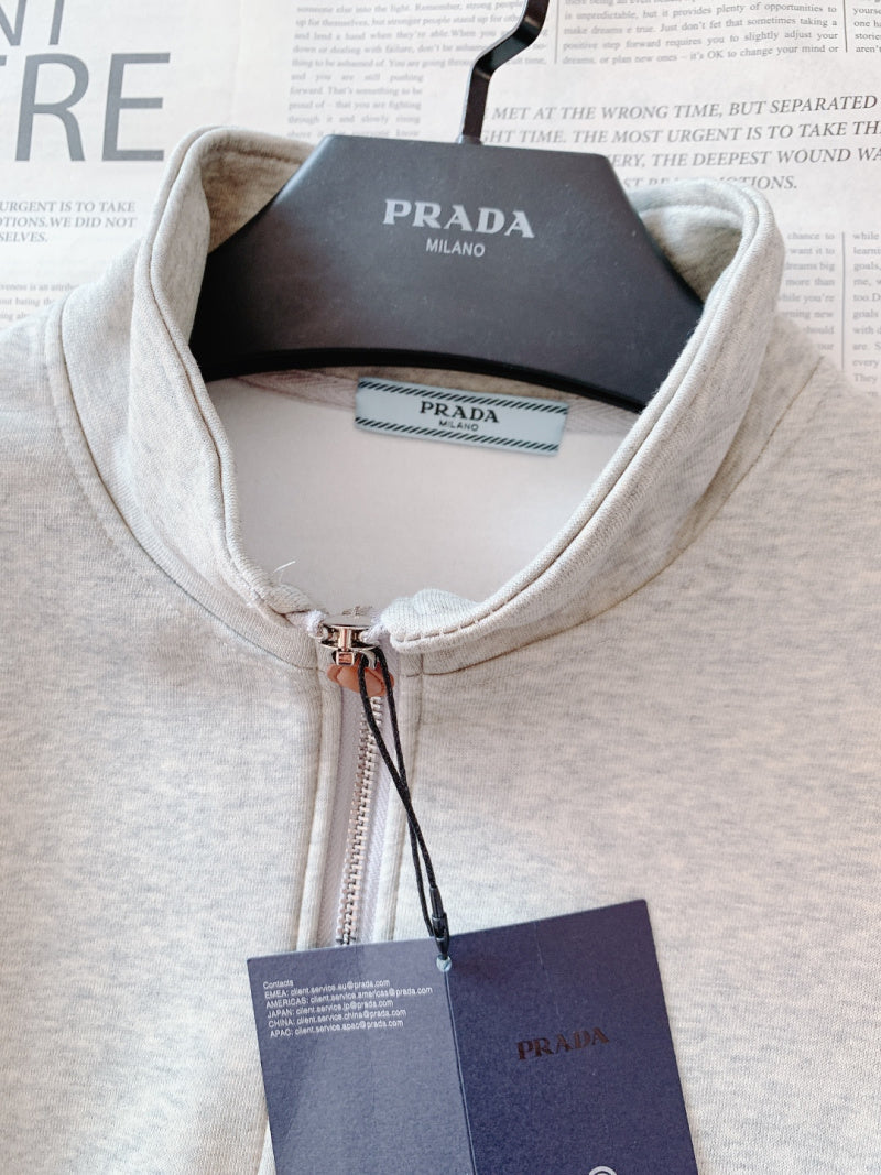 Prada - Light Grey Quarter-Zip Sweatshirt