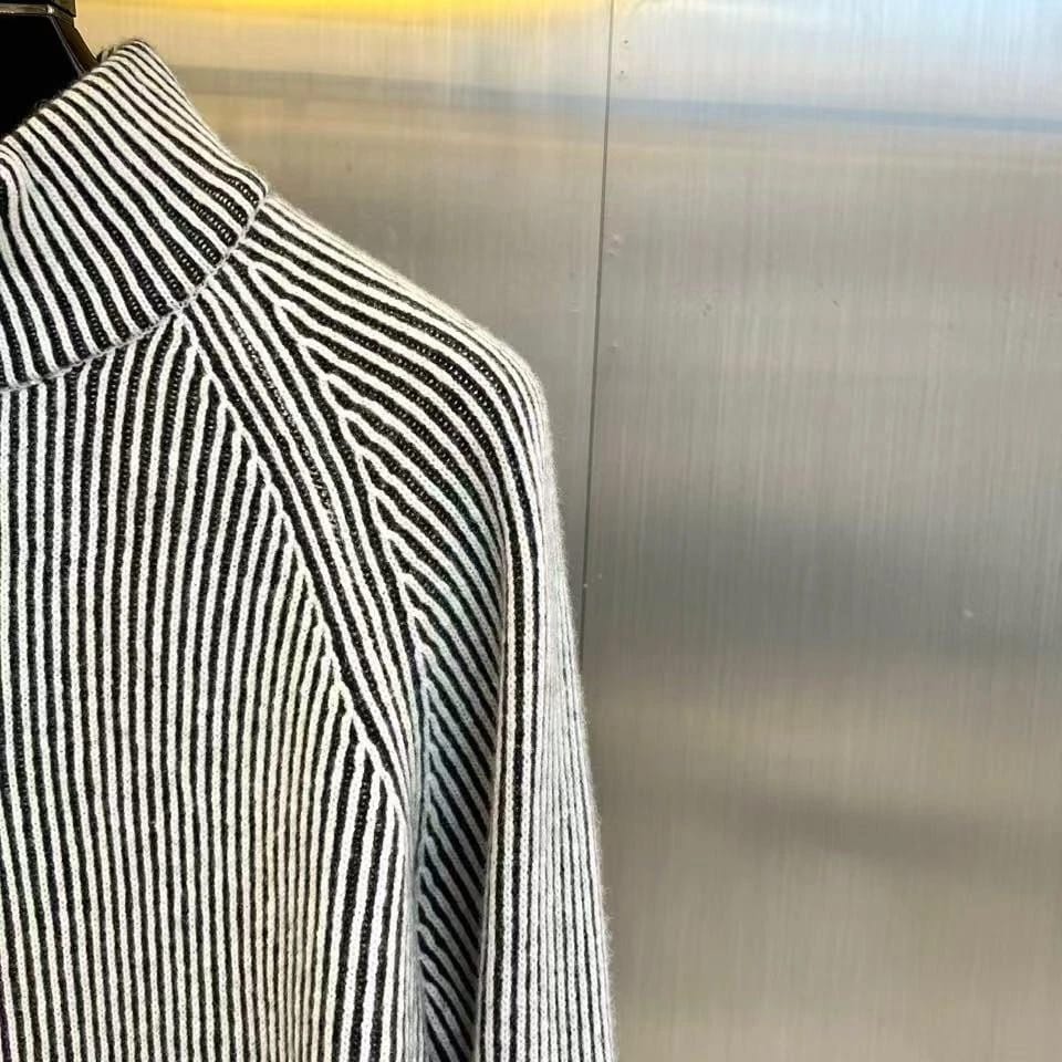 Brunello Cucinelli - Striped Ribbed Knit Quarter-Zip Sweater - Light Grey