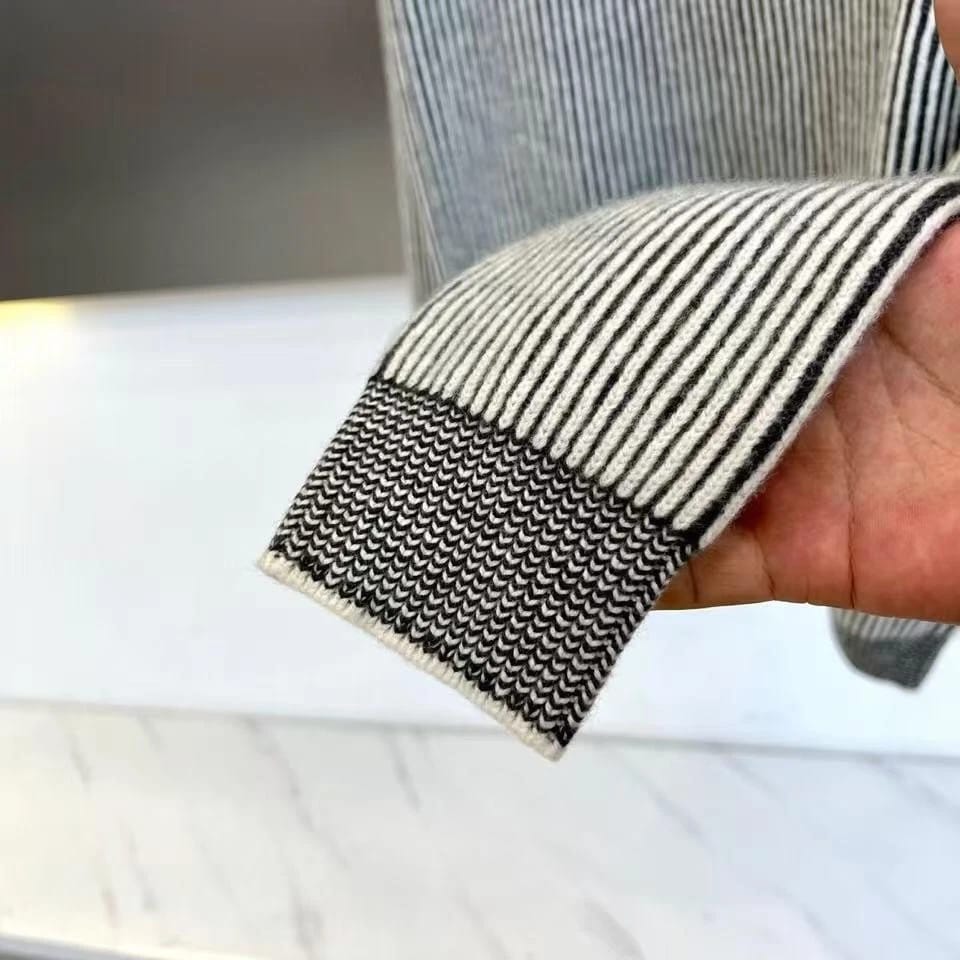 Brunello Cucinelli - Striped Ribbed Knit Quarter-Zip Sweater - Light Grey