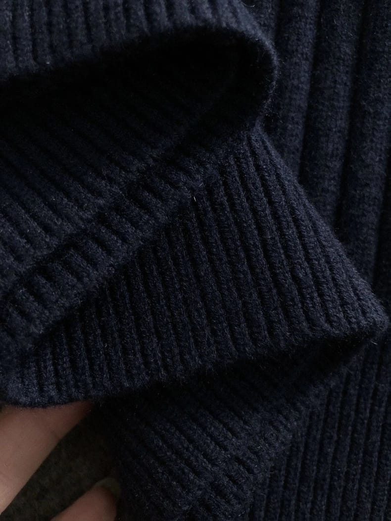 Gucci - Men's Navy Ribbed Knit Crewneck Sweater