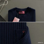 Gucci - Men's Navy Ribbed Knit Crewneck Sweater