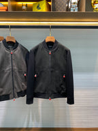 Kiton - Men's Two-Tone Suede Black Bomber Jacket