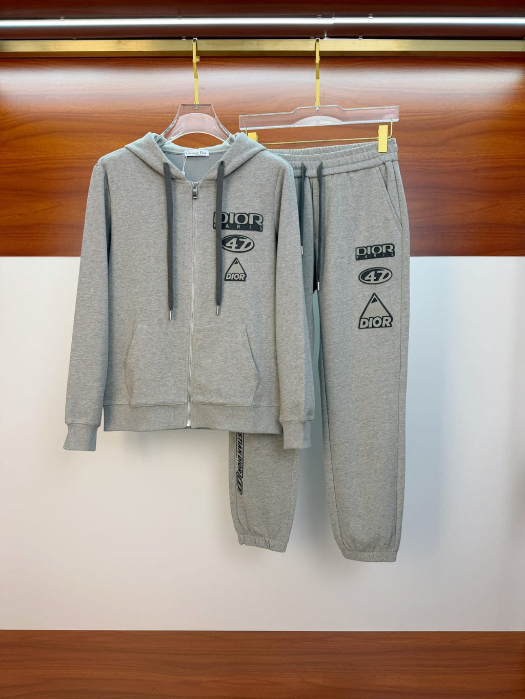 Dior - 'DIOR 47' Grey Cotton Fleece Tracksuit Set