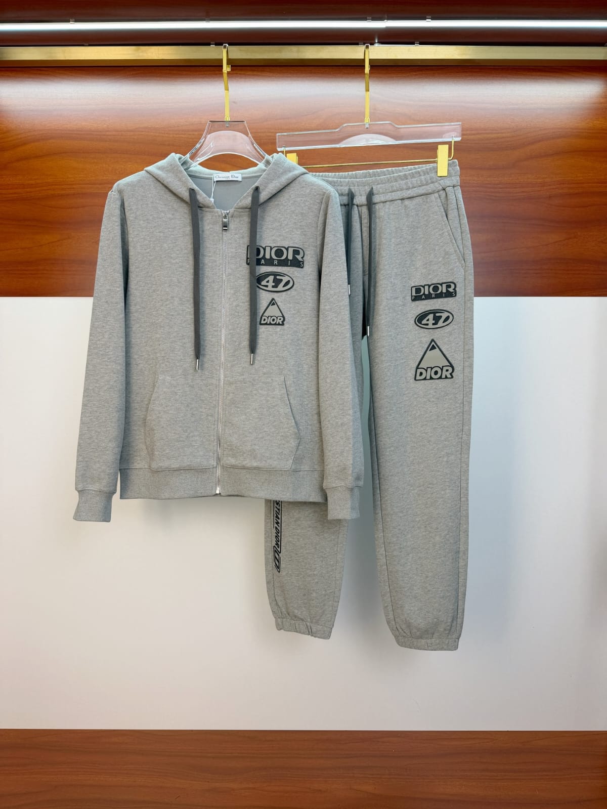 Dior - 'DIOR 47' Grey Cotton Fleece Tracksuit Set