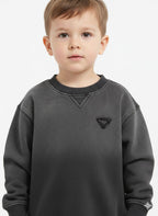 Prada - Boys' Charcoal Grey Triangle Logo Crewneck Sweatshirt