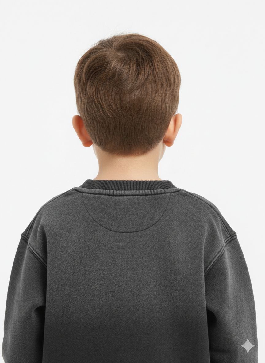 Prada - Boys' Charcoal Grey Triangle Logo Crewneck Sweatshirt