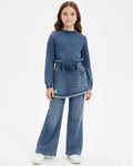 Chanel - Girls' Denim Skirt-Over-Pants Set with Interlocking CC Logo