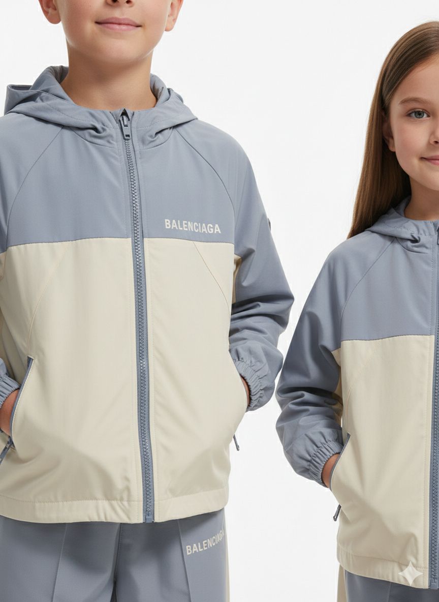 Balenciaga - Kids Unisex Color-Block Tracksuit Set - Grey & Beige