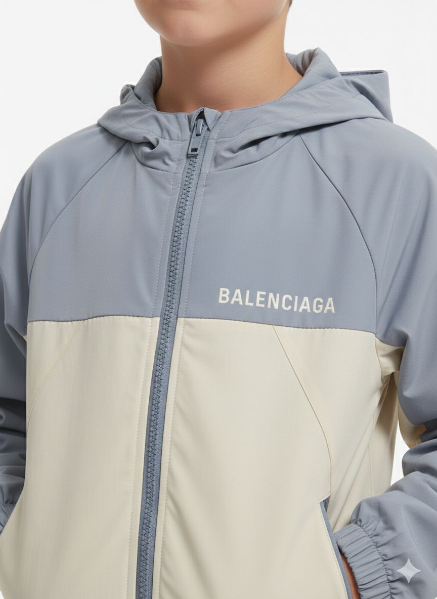 Balenciaga - Kids Unisex Color-Block Tracksuit Set - Grey & Beige