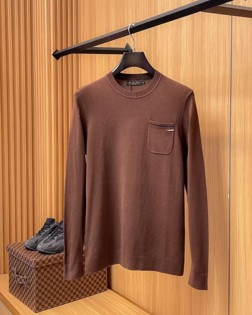 Loro Piana - Brown Knit Crew Neck Sweater