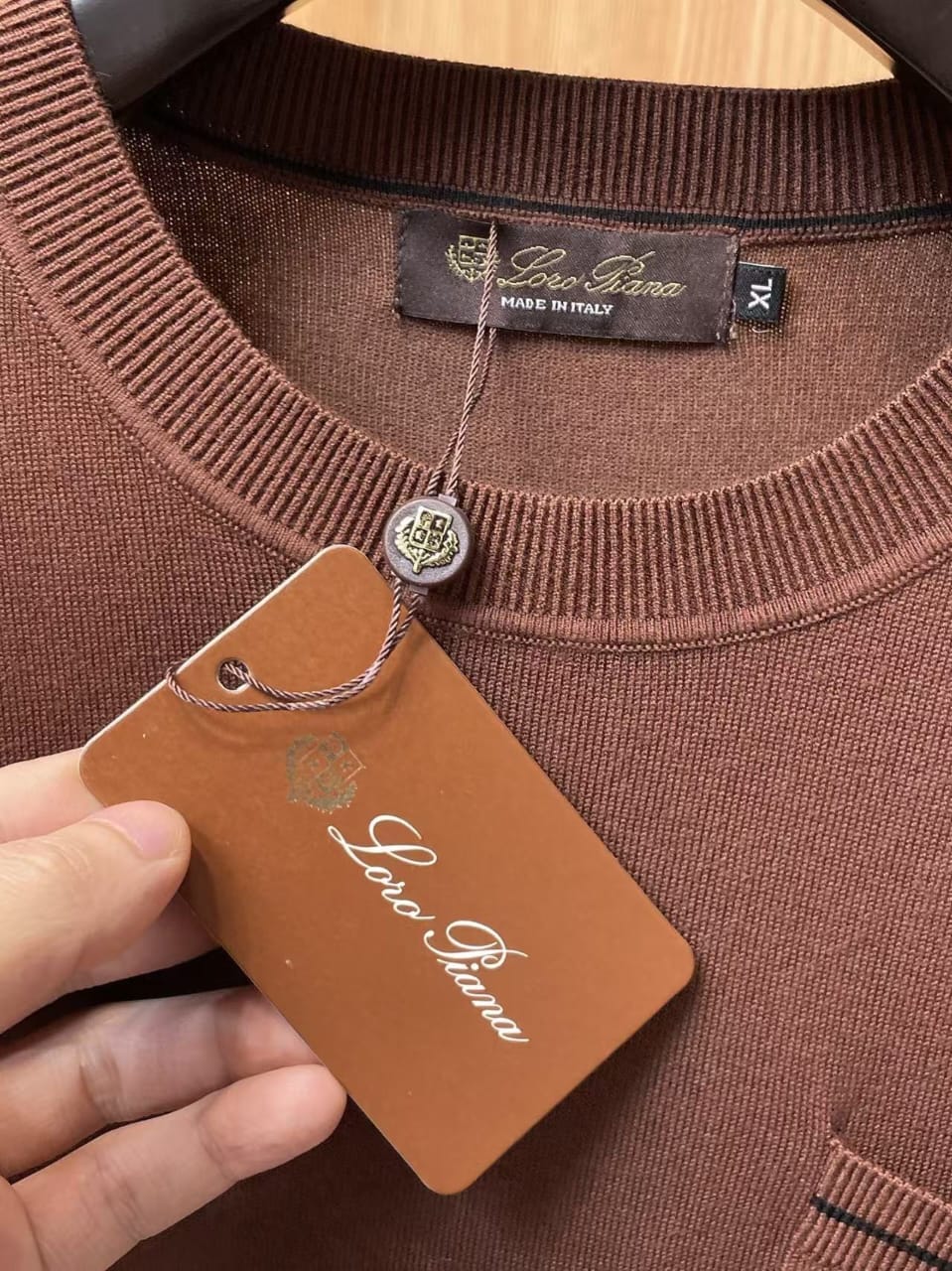 Loro Piana - Brown Knit Crew Neck Sweater