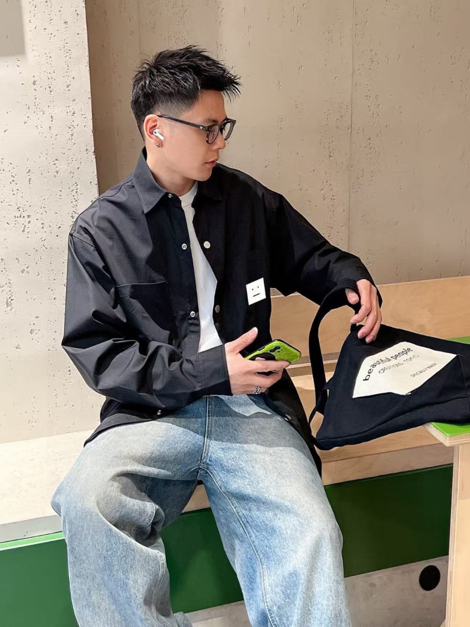 Acne Studios - Black Face Logo Cotton Twill Overshirt