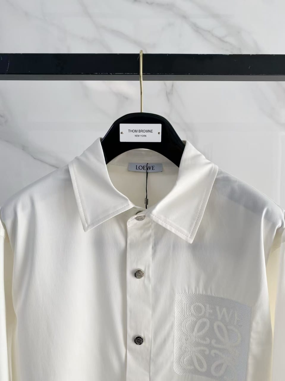 Loewe - White Anagram Embroidered Chest Pocket Shirt