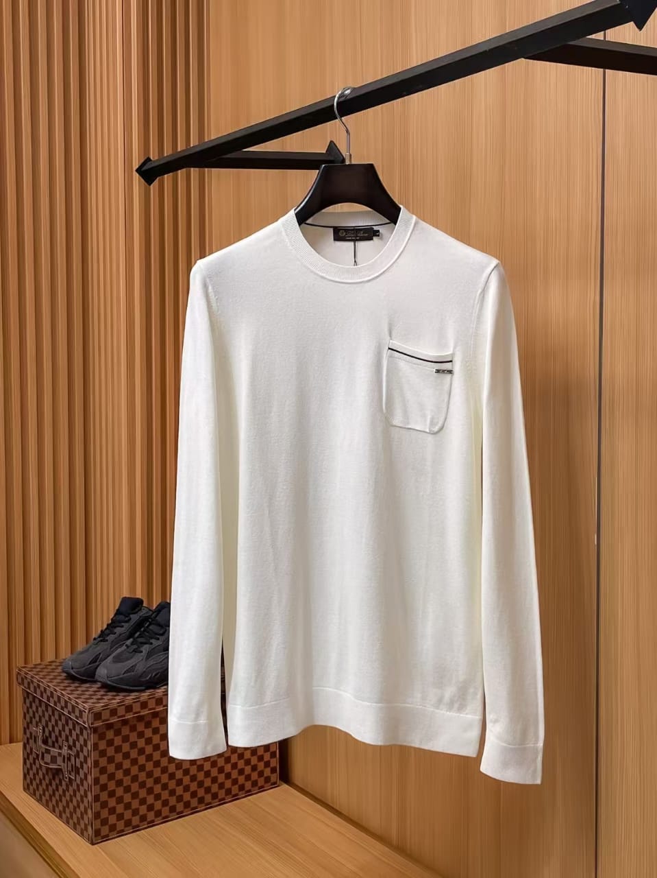 Loro Piana - White Knit Crew Neck Sweater
