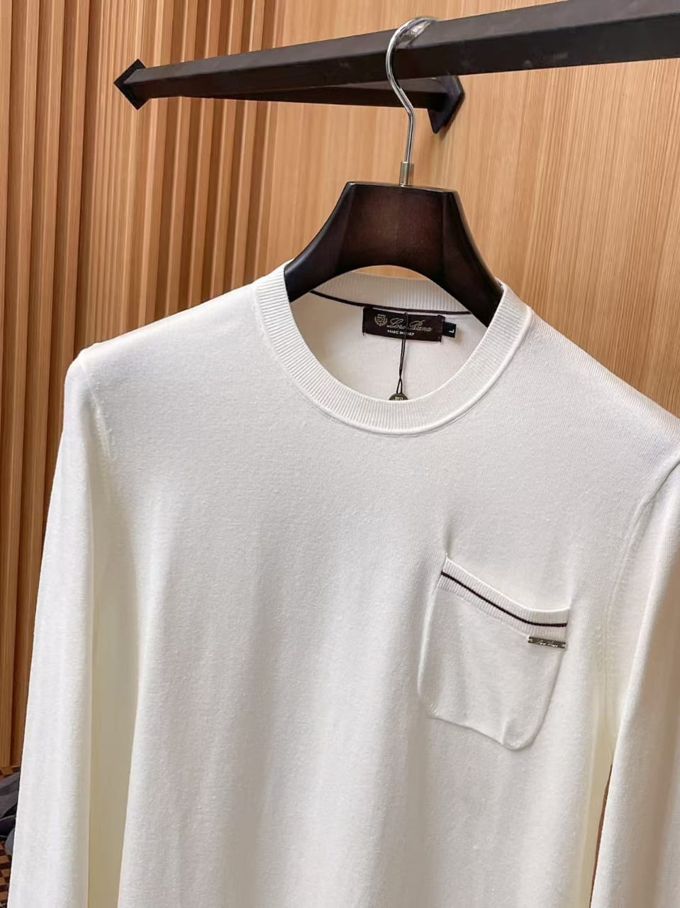 Loro Piana - White Knit Crew Neck Sweater