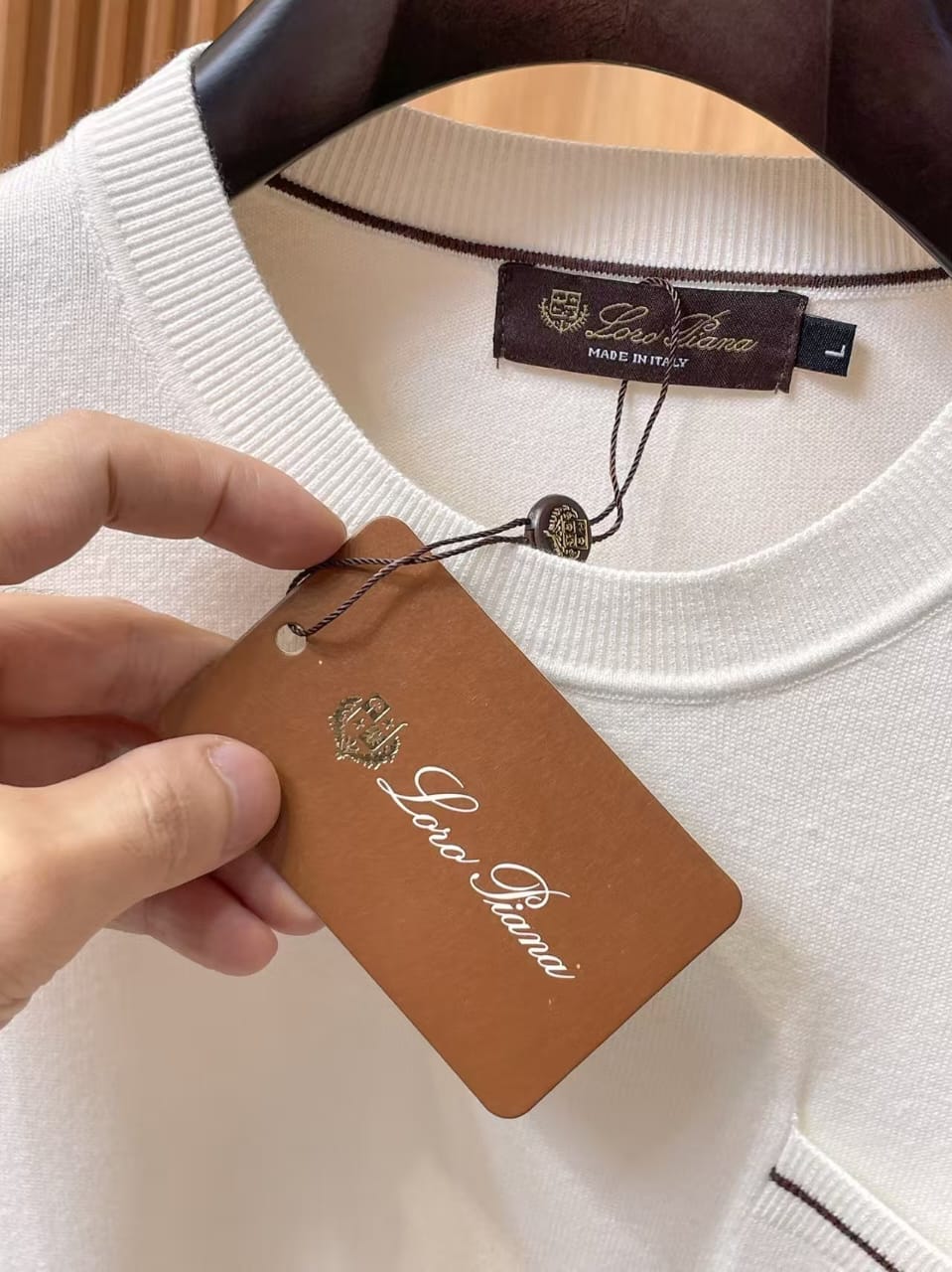 Loro Piana - White Knit Crew Neck Sweater