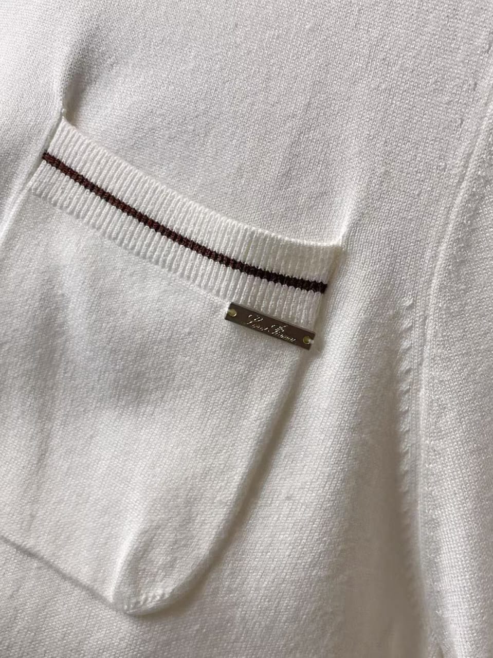 Loro Piana - White Knit Crew Neck Sweater