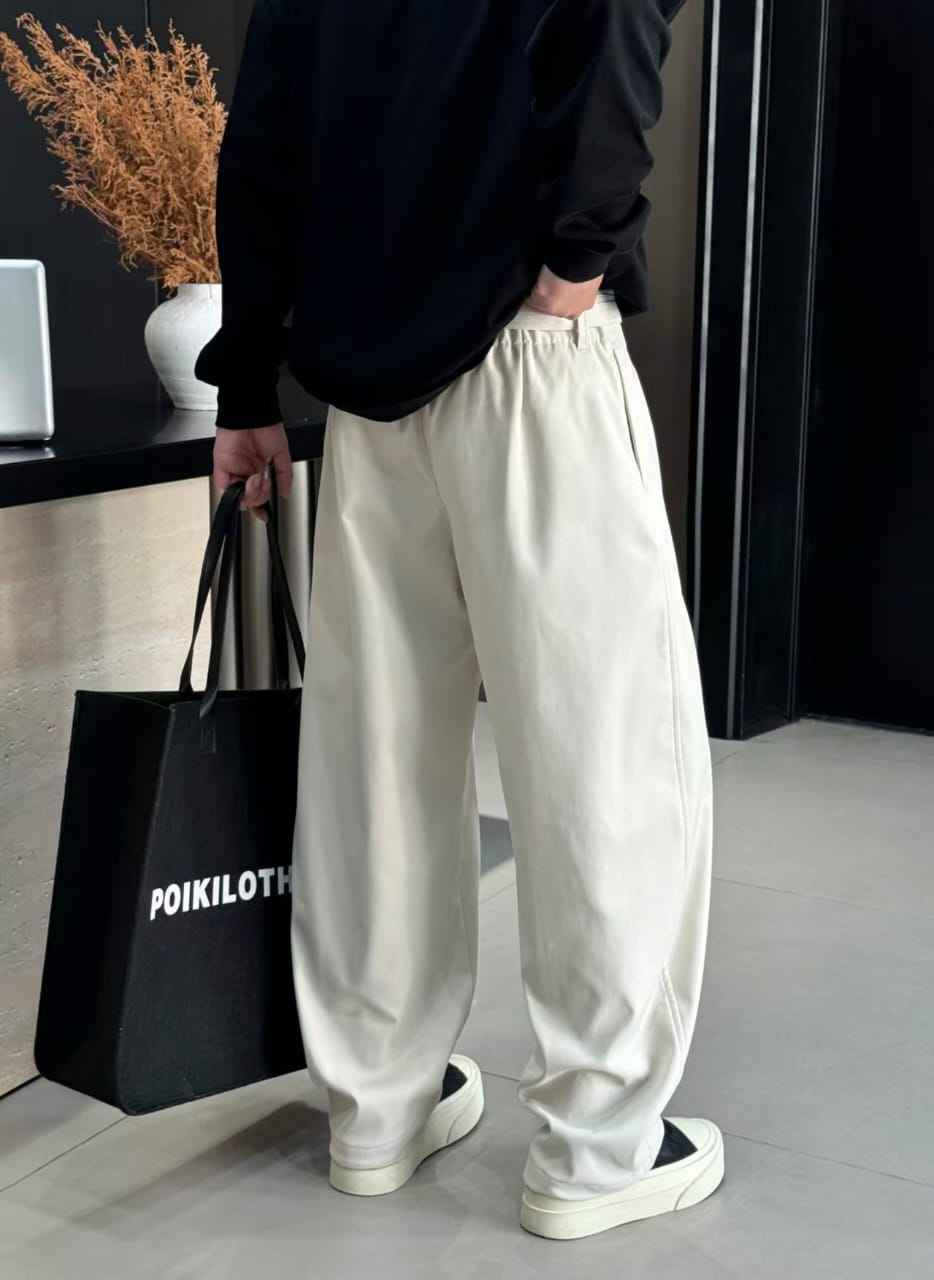 Maison Margiela - Off-White Loose-Fit Trousers with Tie Belt