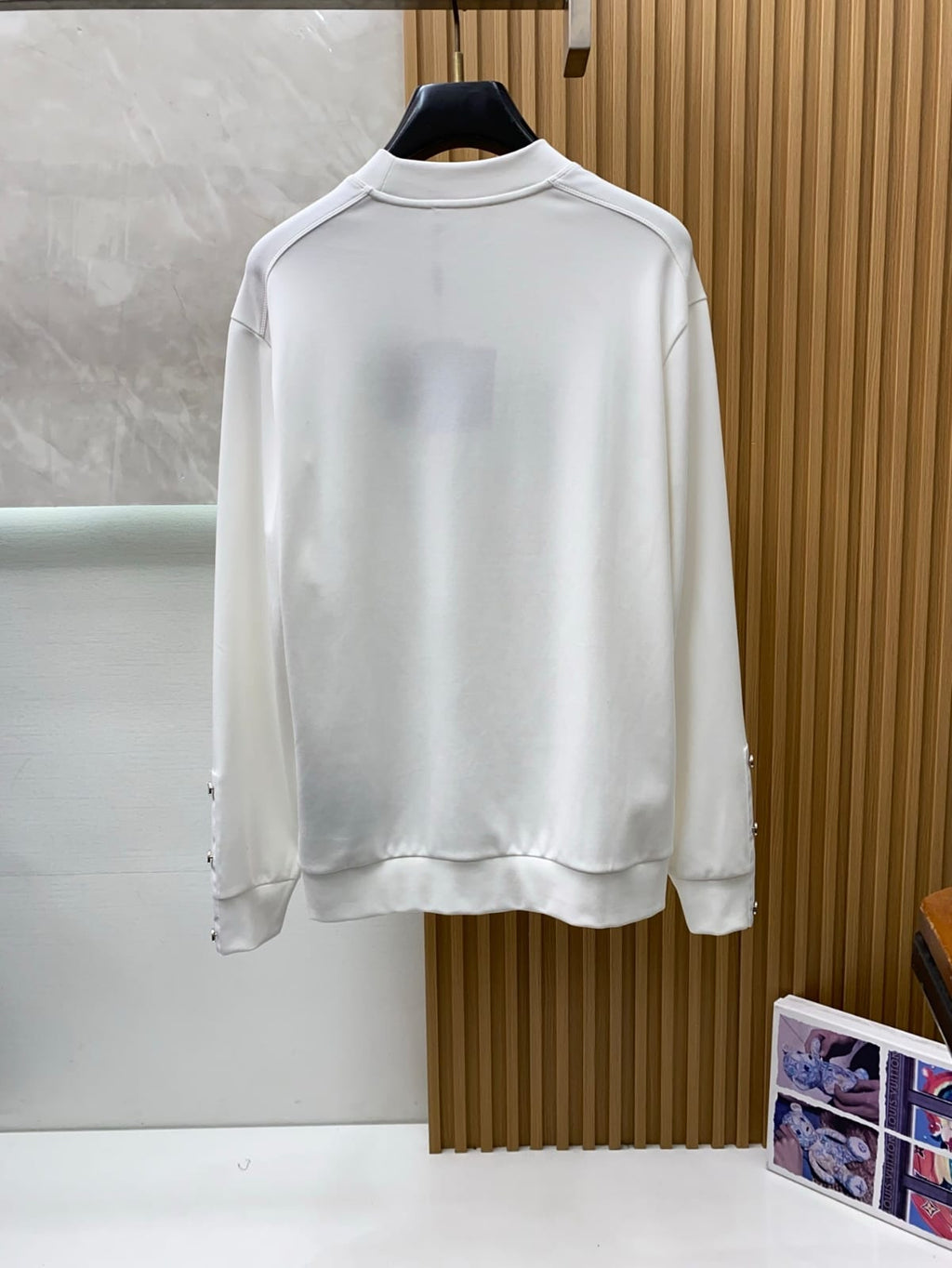 Prada White Mock Neck Sweatshirt with Sleeve Buttons