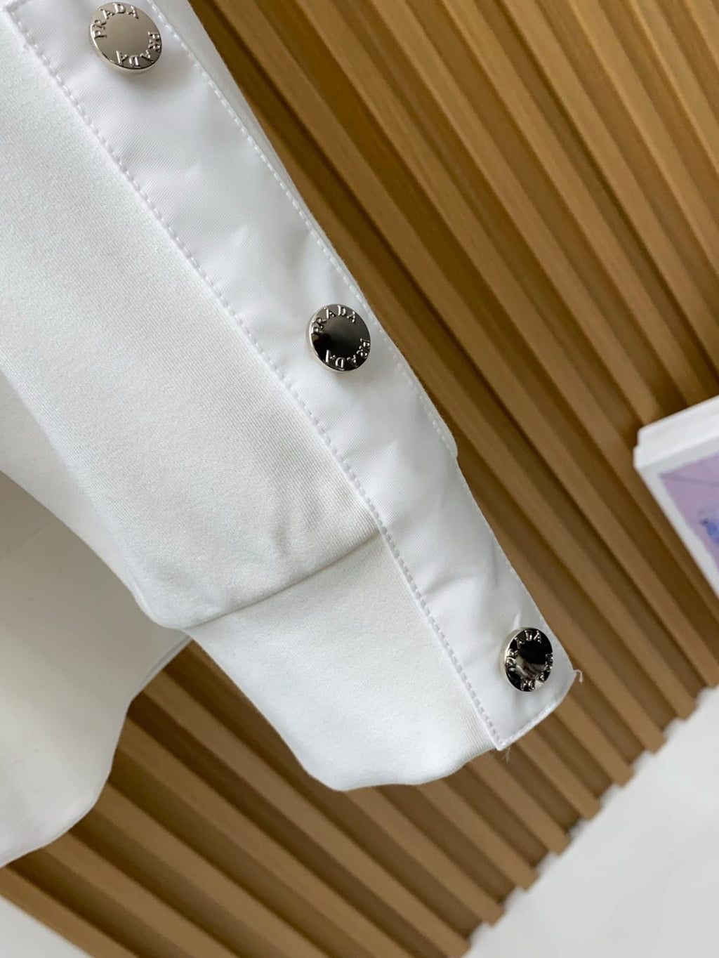 Prada White Mock Neck Sweatshirt with Sleeve Buttons