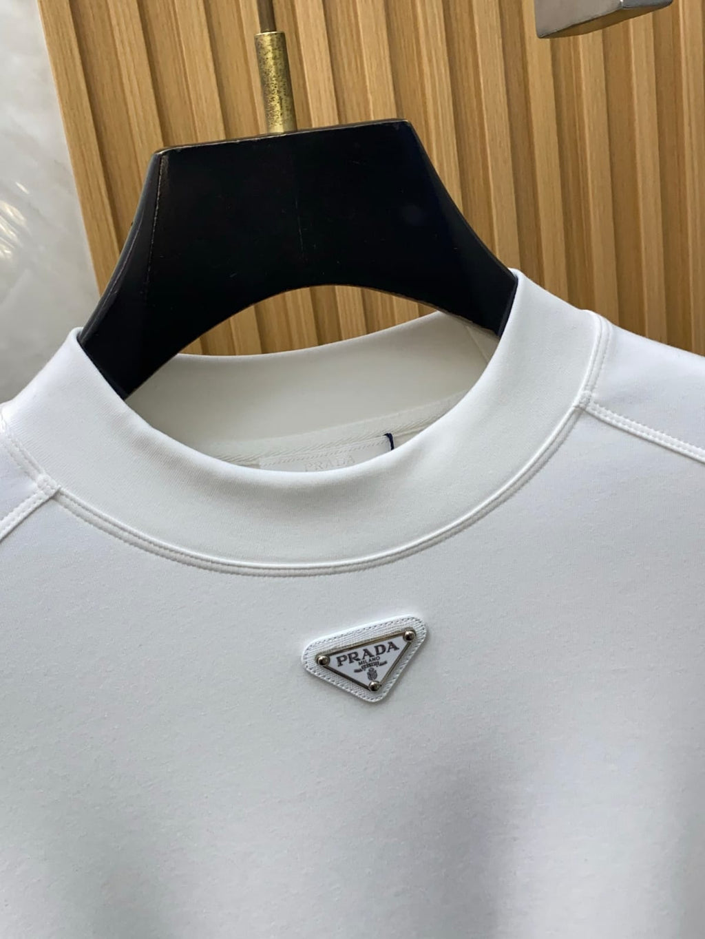 Prada White Mock Neck Sweatshirt with Sleeve Buttons