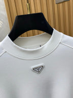 Prada White Mock Neck Sweatshirt with Sleeve Buttons