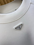 Prada White Mock Neck Sweatshirt with Sleeve Buttons