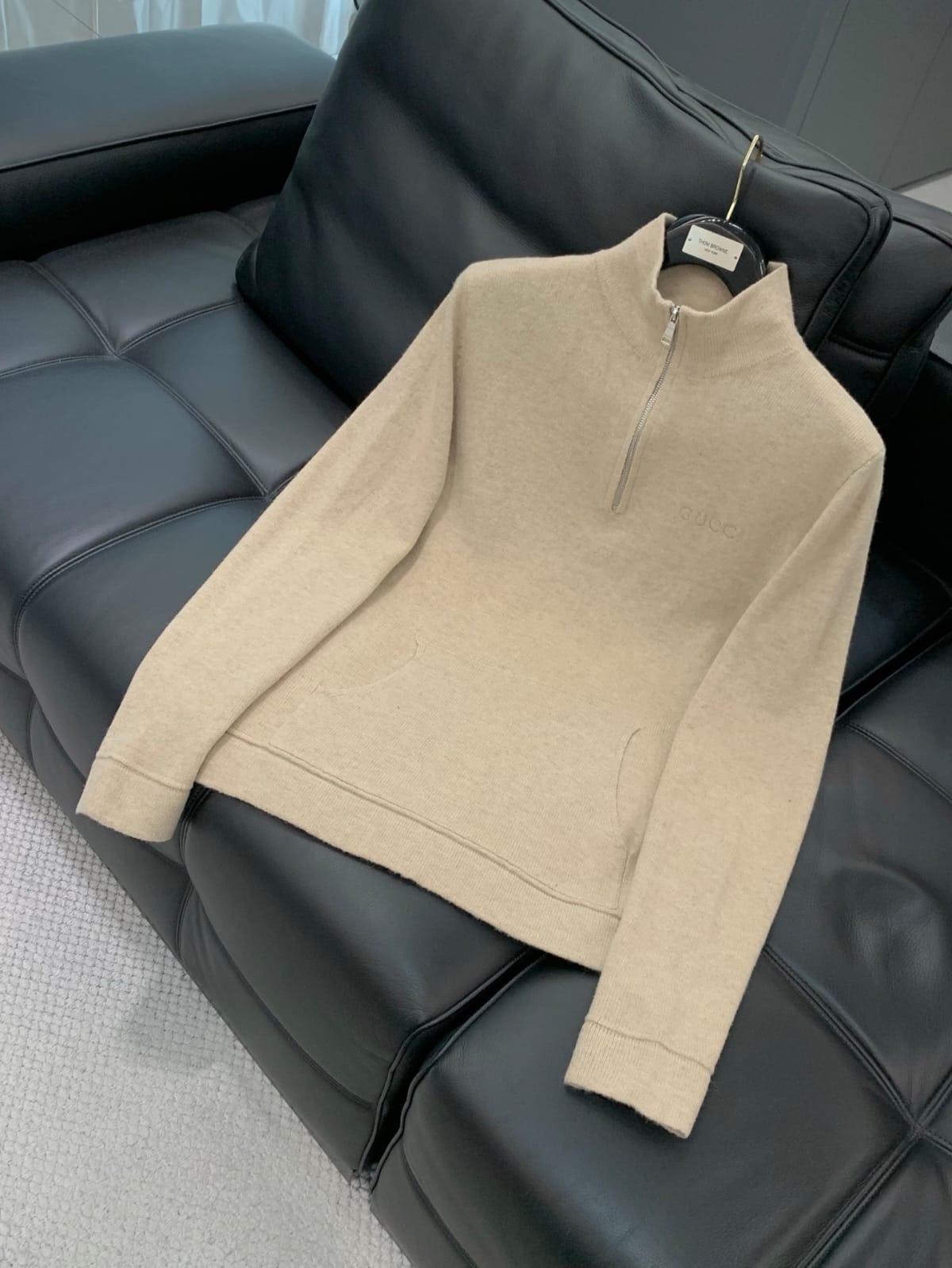 Gucci - Beige Knit Quarter-Zip