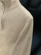 Gucci - Beige Knit Quarter-Zip