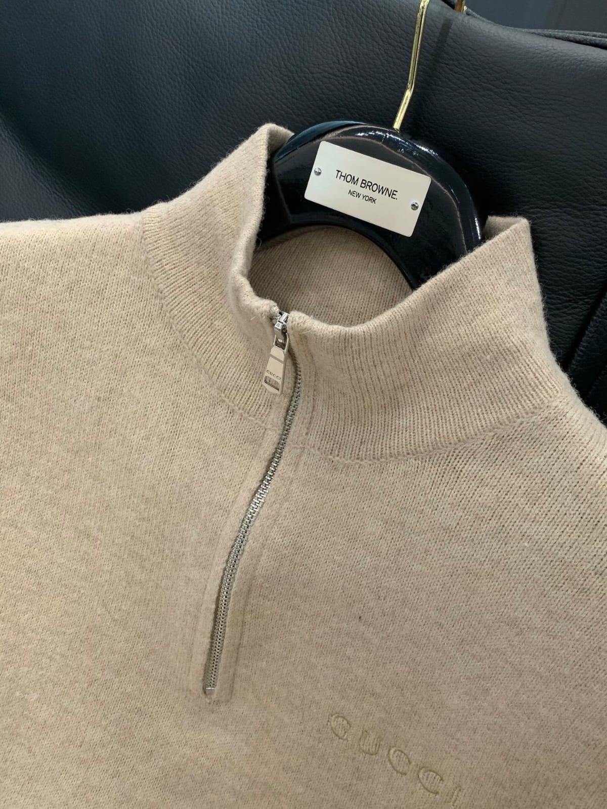 Gucci - Beige Knit Quarter-Zip