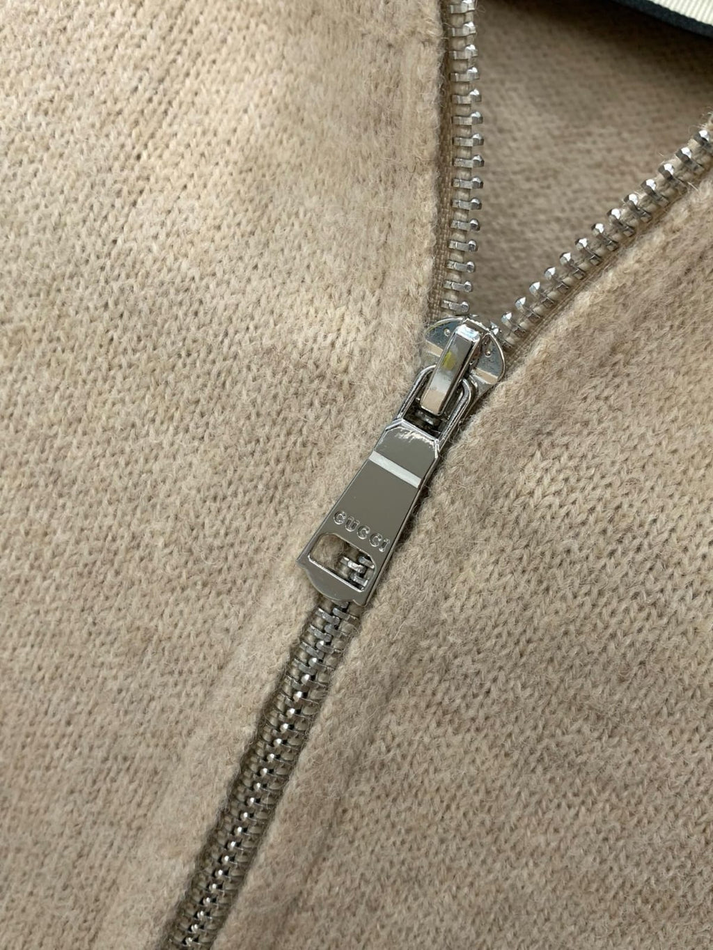 Gucci - Beige Knit Quarter-Zip