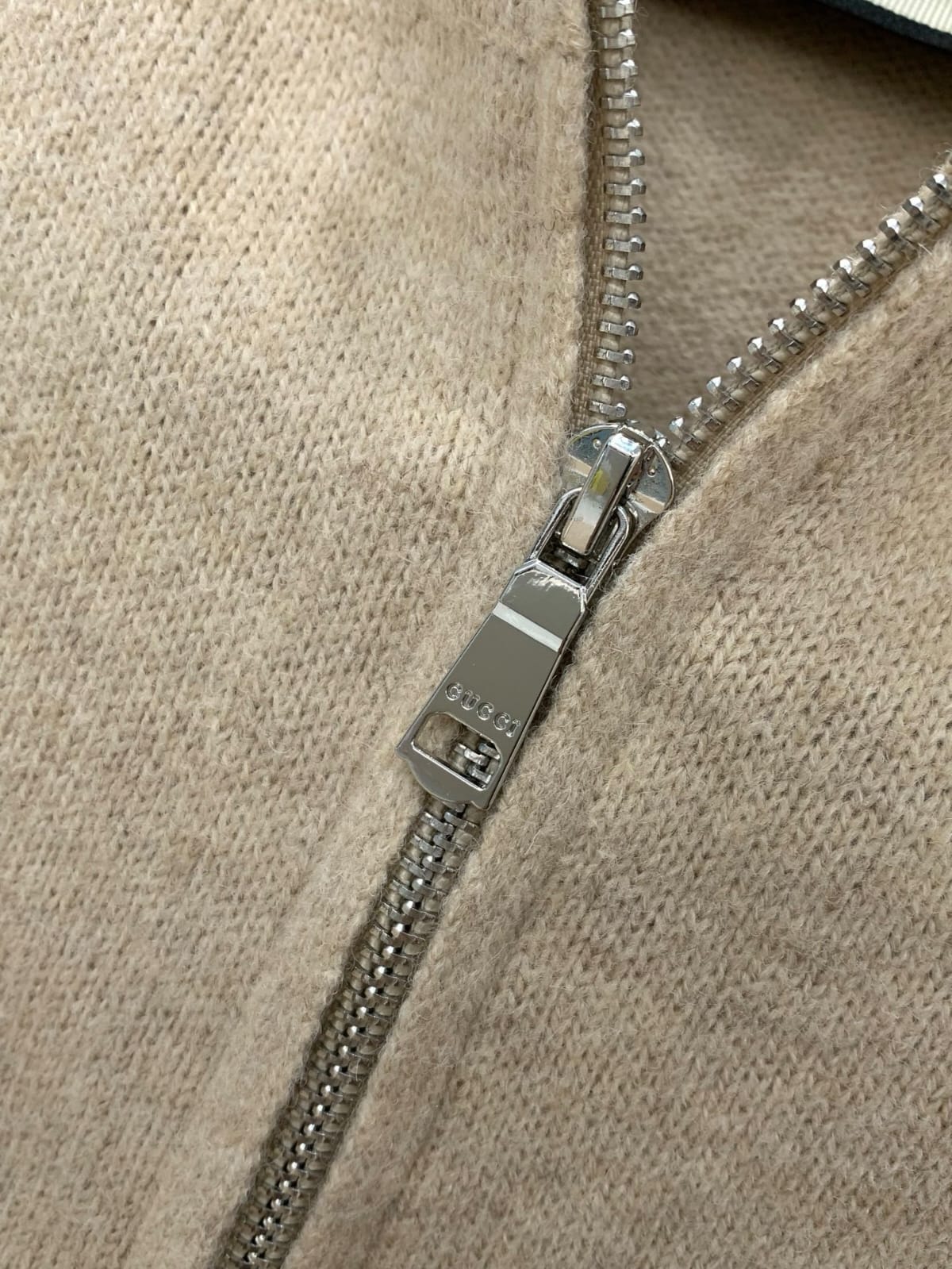 Gucci - Beige Knit Quarter-Zip
